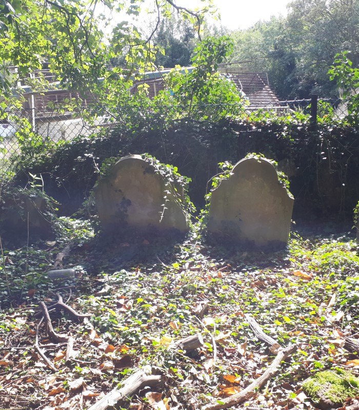 Two gravestones in Leavesden Hospital cemetery